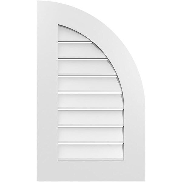 Ekena Millwork Quarter Round Top Right Surface Mount PVC Gable Vent w/ 3-1/2"W x 1"P Standard Frame, 18"W x 30"H GVPQR18X3001SF - main